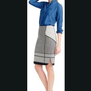 JCrew Paneled Geometric Jacquard pencil skirt